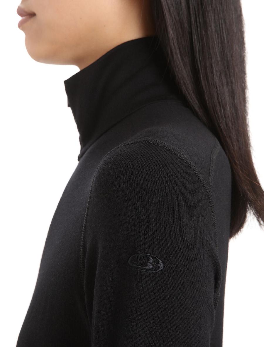 Black Icebreaker Merino 260 Tech Long Sleeve Half Zip Thermal Top Women's Base Layers | AU 1915FDNM